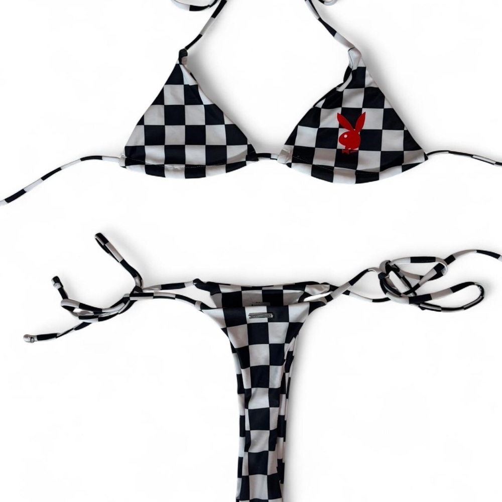 PLAYBOY Black and White Checkered Bikini